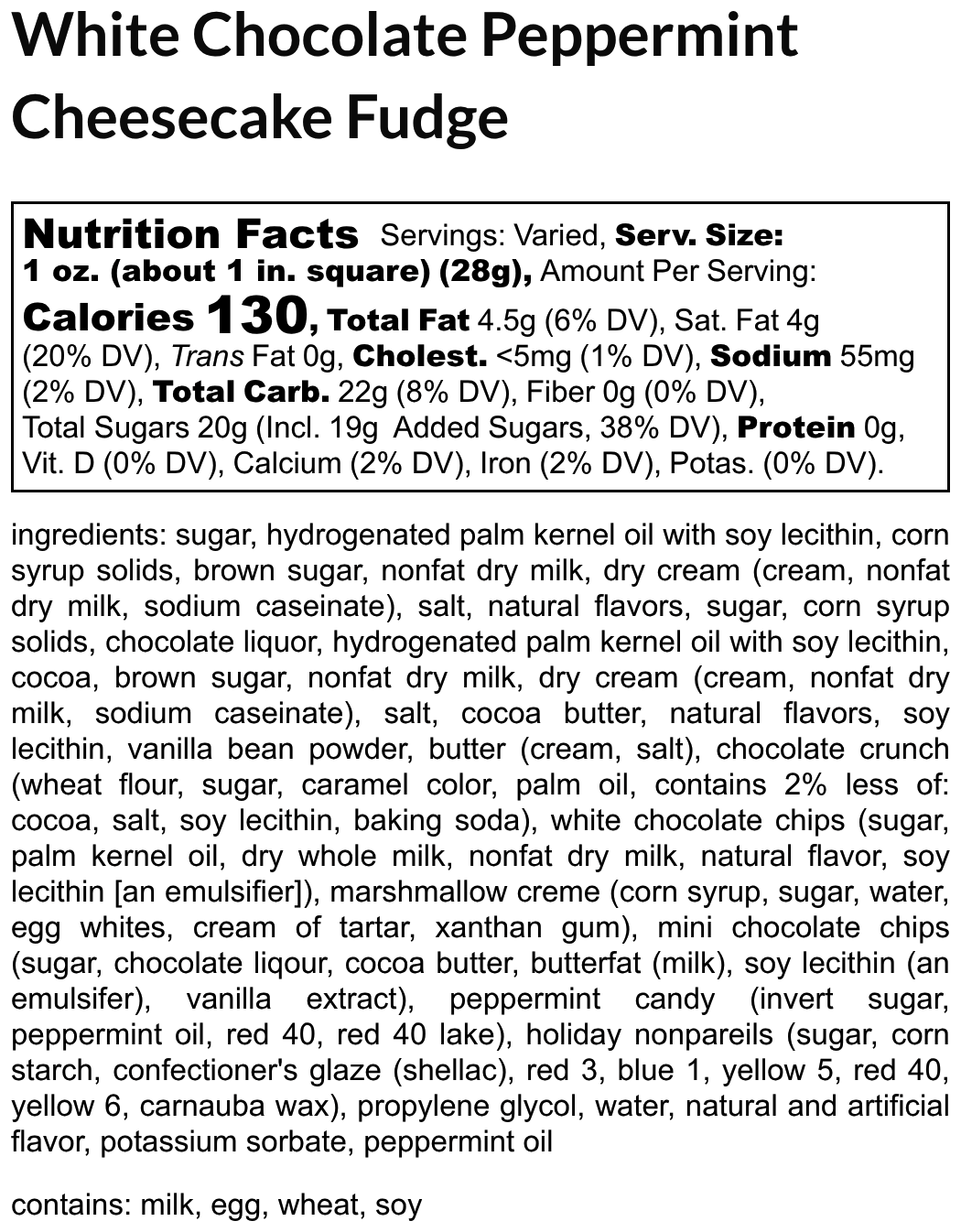 White Chocolate Pepermint Cheesecake Fudge