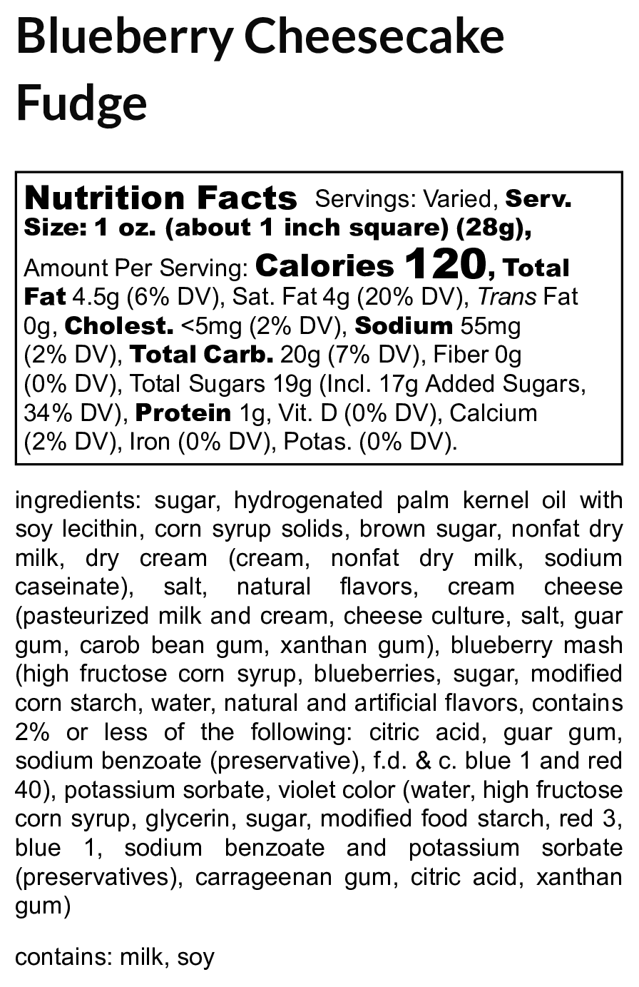 Blueberry Cheesecake Fudge