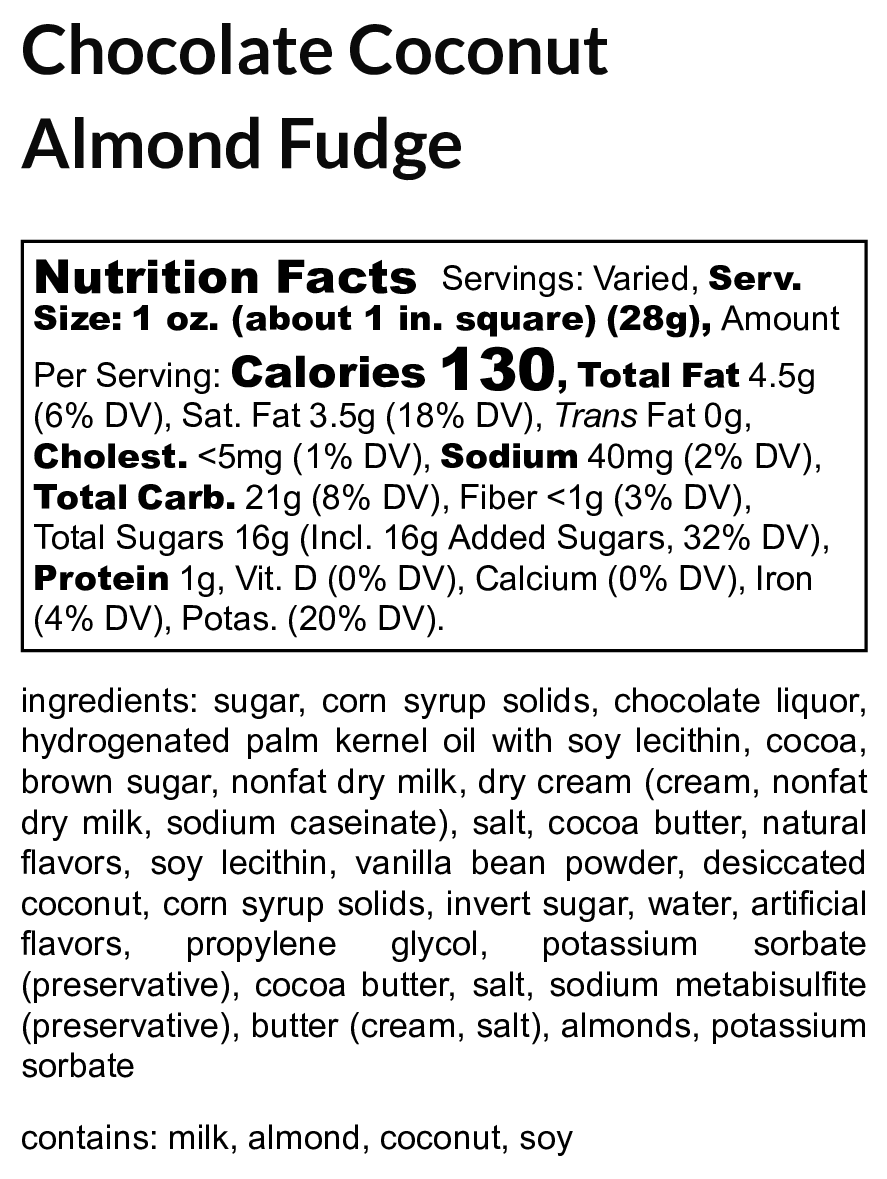 Chocolate Coconut Almond Fudge