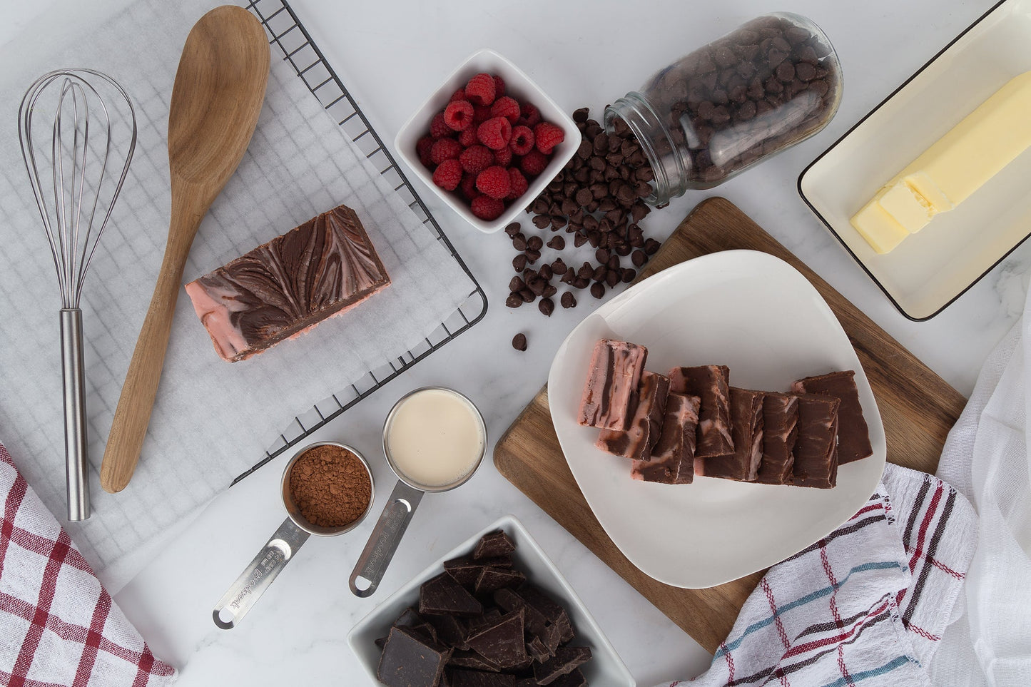 Dark Chocolate Raspberry Truffle Fudge